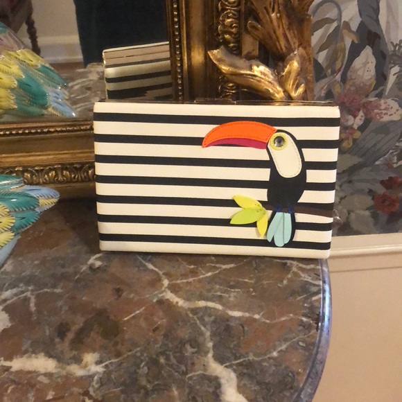 kate spade Handbags - Kate Spade Toucan black and white striped clutch